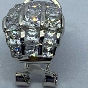 Silver tone CZ pierced earrings.